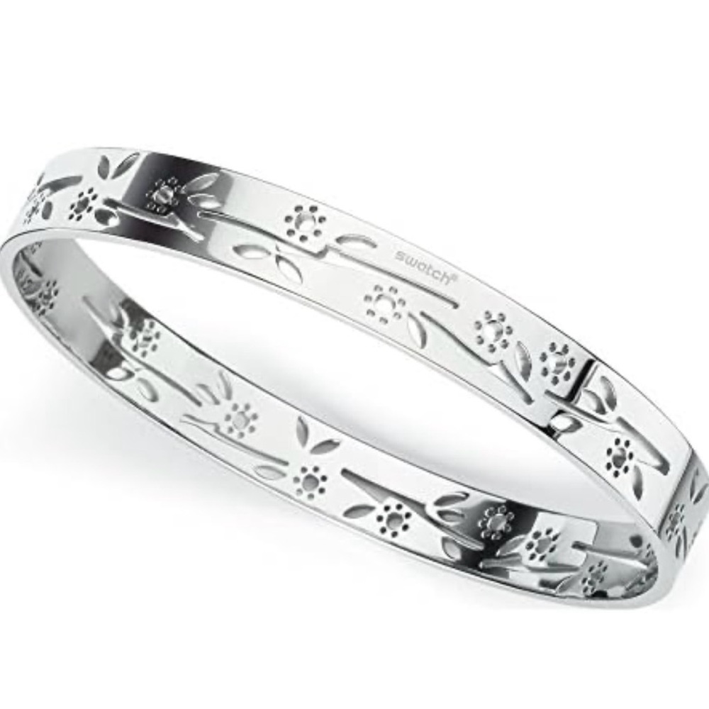 Swatch Silver Bracelet with Floral Accents